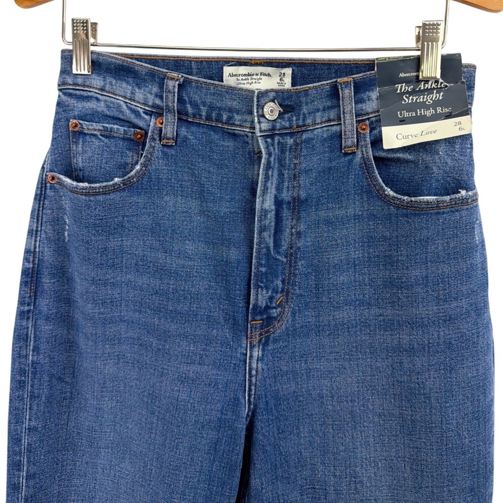 Abercrombie & Fitch Curve Love Ankle Straight Ultra High Rise Jeans 28 6L - Picture 7 of 14